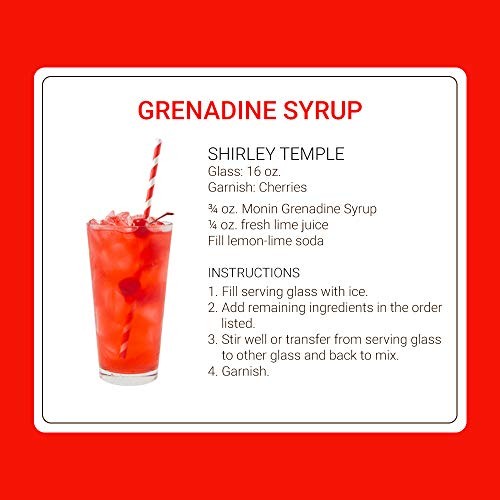 Monin - Grenadine Syrup, Delightfully Sweet, Cranberry-Raspberry Aroma, Natural Flavors, Great for Cocktails, Mocktails, & Smoothies, Non-GMO, Gluten-