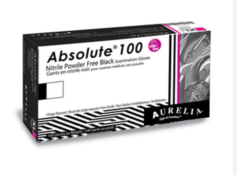 Absolute Nitrile Powder Free Black Examination Gloves XL- 1x100pc