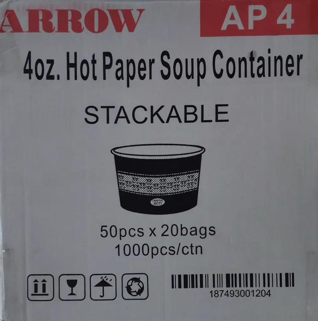Arrow AP4- 4oz Hot Paper Soup Container-20 x 50 PC