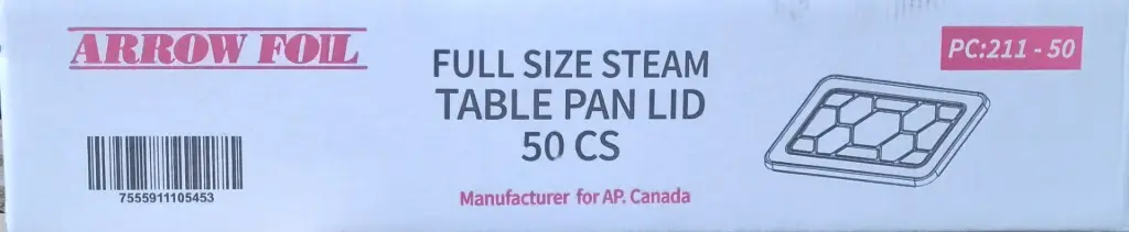FLID50 - Arrow Foil Full Size Steam Table Pan Lid -1 x 50 PC