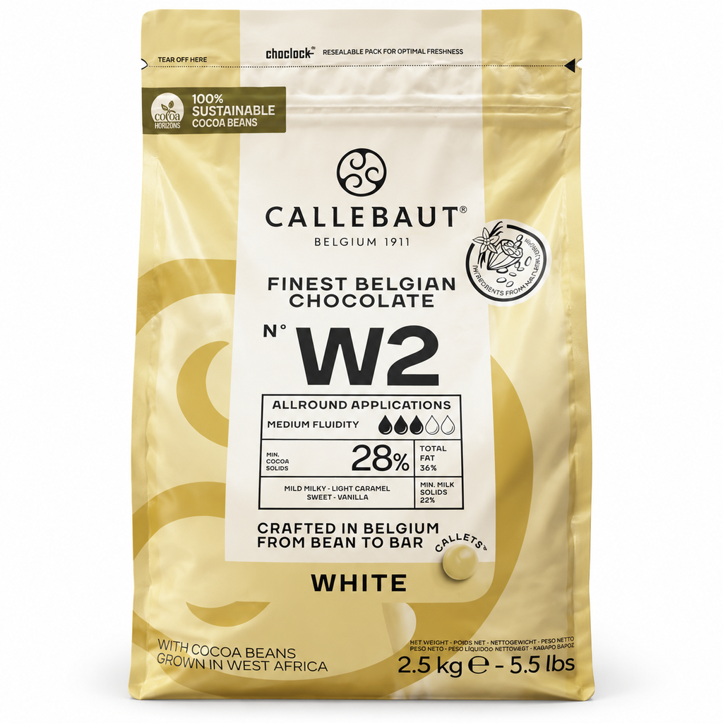 [bake01] Callebaut - W2 - 28% Finest Belgian Chocolate - White - 2.5Kg - Each