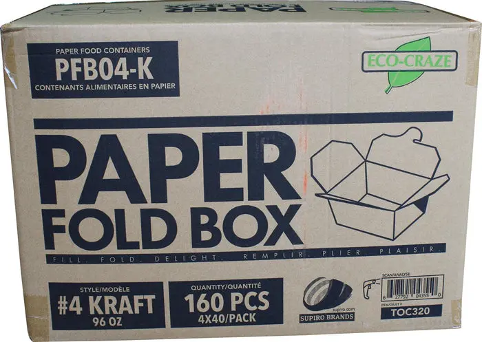 [BOXK004] Eco-Craze - #4 Kraft - 96oz Paper Box - 160 Ct - Case
