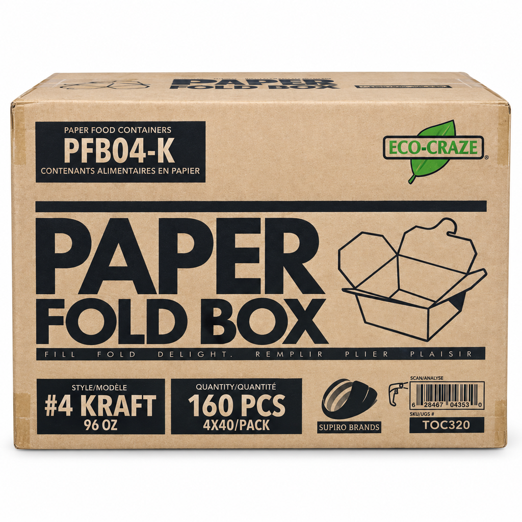 [BOXK004] Eco-Craze - #4 Kraft - 96oz Paper Box - 160 Ct - Case