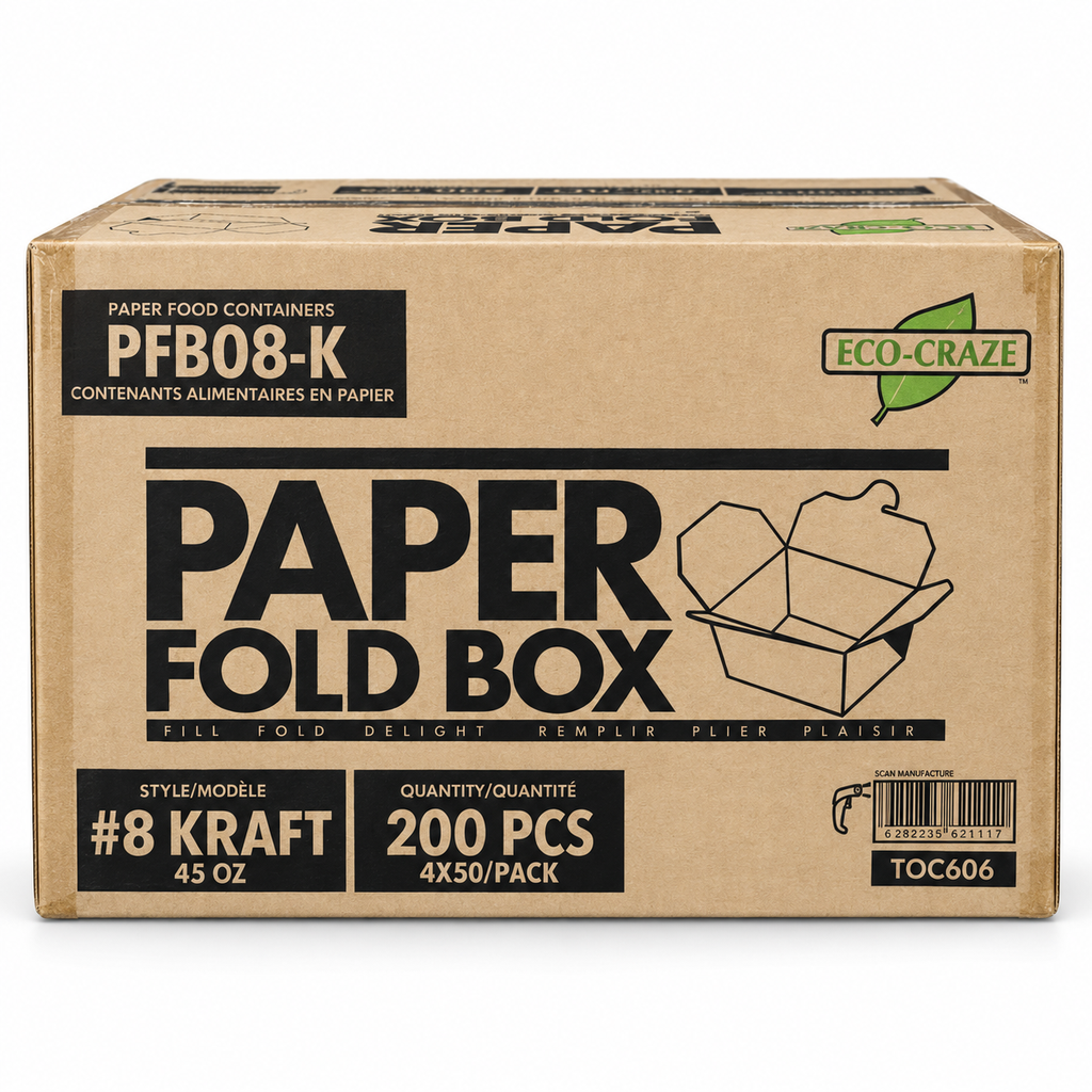 [BOXK008] Eco-Craze - #8 Kraft - 45oz Paper Box - 200 Ct - Case