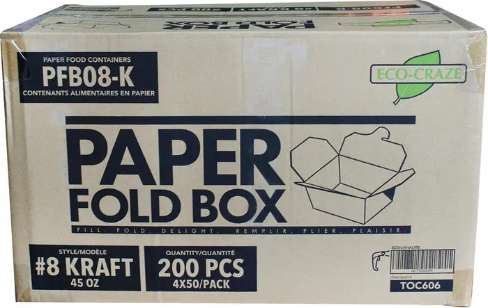 Eco craze - Kraft #8 45oz Paper Fold Box - Black (1 x 200pc)