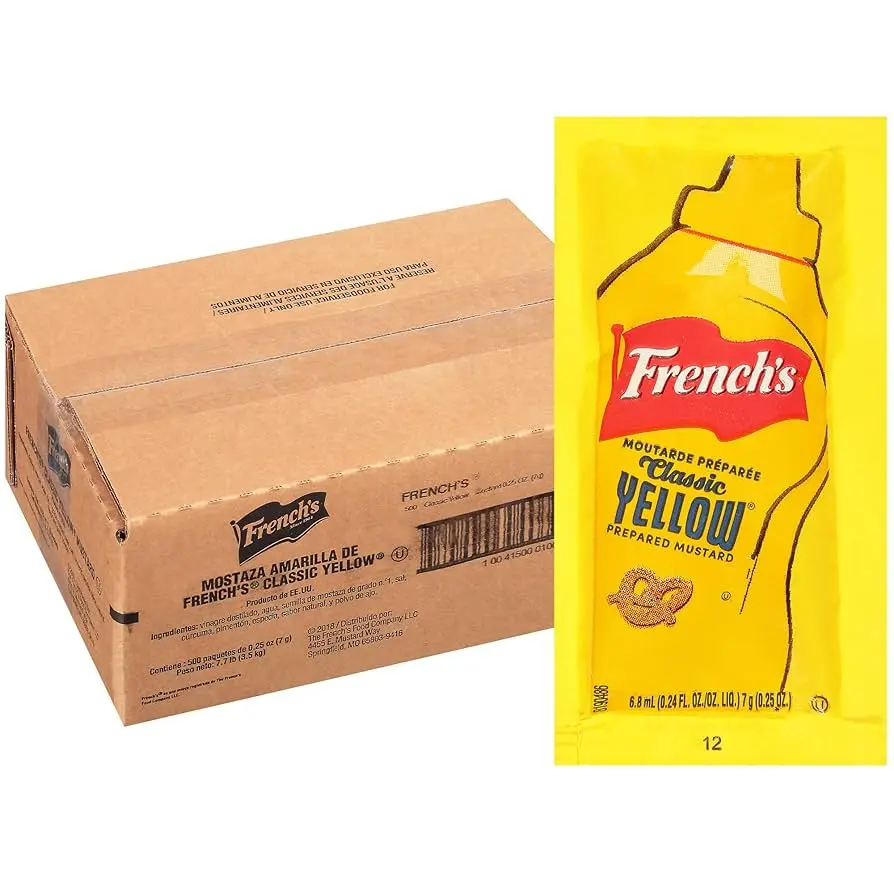 French's Class Yellow Prepared Mustard Sachet-500 x 6.8Ml