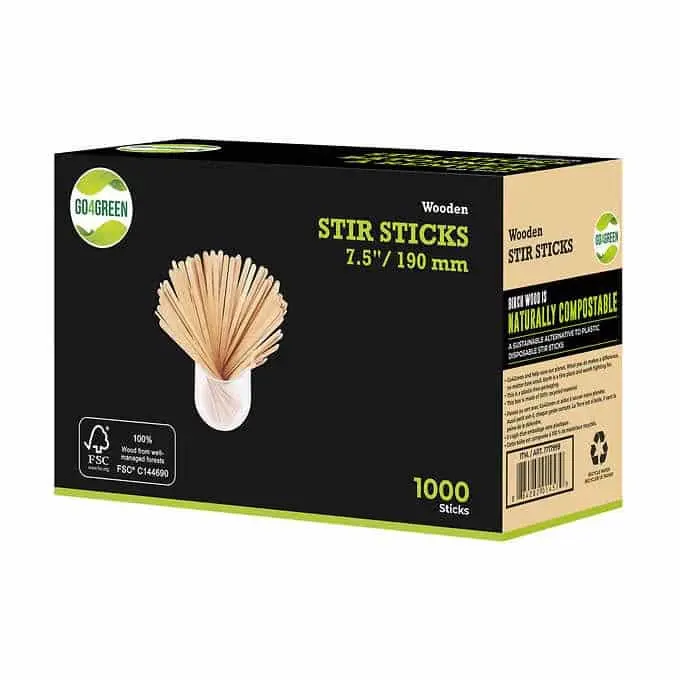 Go4Green Wooden Stir Sticks - 7.5" (1 x 1000pc)