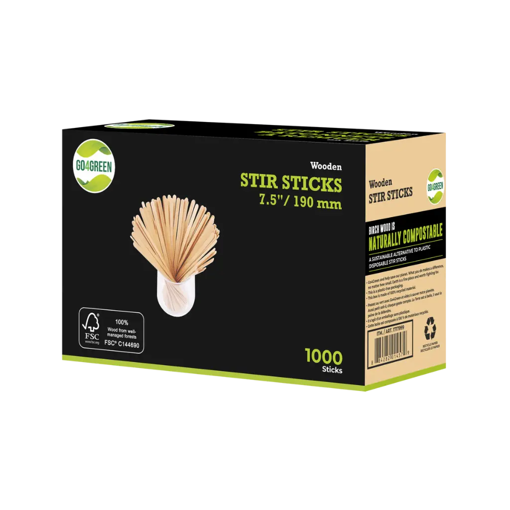 Go4Green Wooden Stir Sticks - 7.5" (10 x 1000pc)