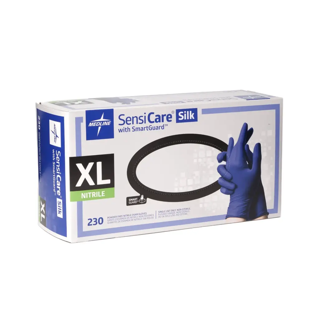 Medline Blue Nitrile Exam Gloves X-Large - 10 x 230