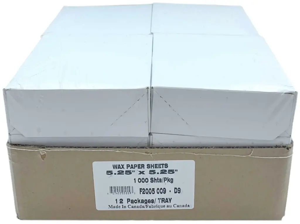 [WRAP001-12] Wax Paper Sheet - 5.25" x 5.25" - 12 x 1000 - Case