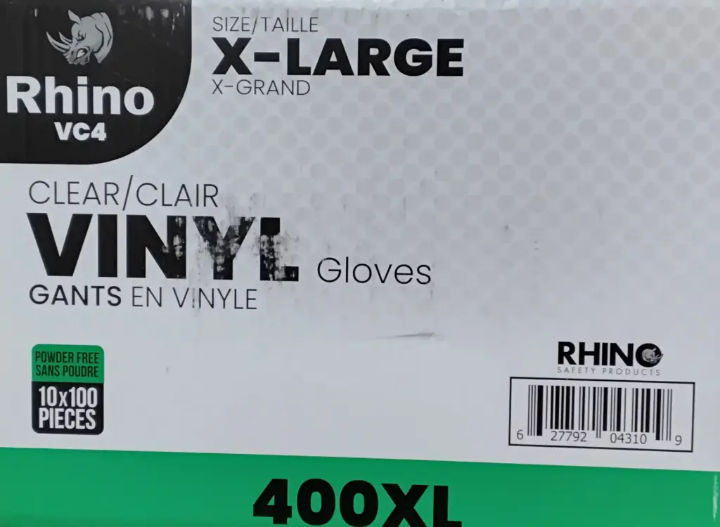 Rhino Black Nitrile Gloves Large -  10 x 100 Case
