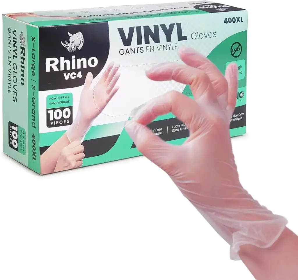 Rhino Clear Vinyl Gloves Medium -10 x 100 pc