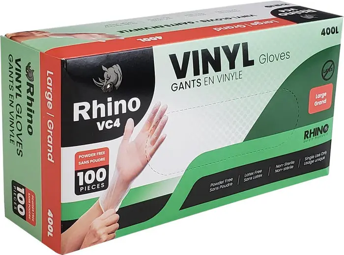 Rhino Black Nitrile Gloves Large -10 x100 Case