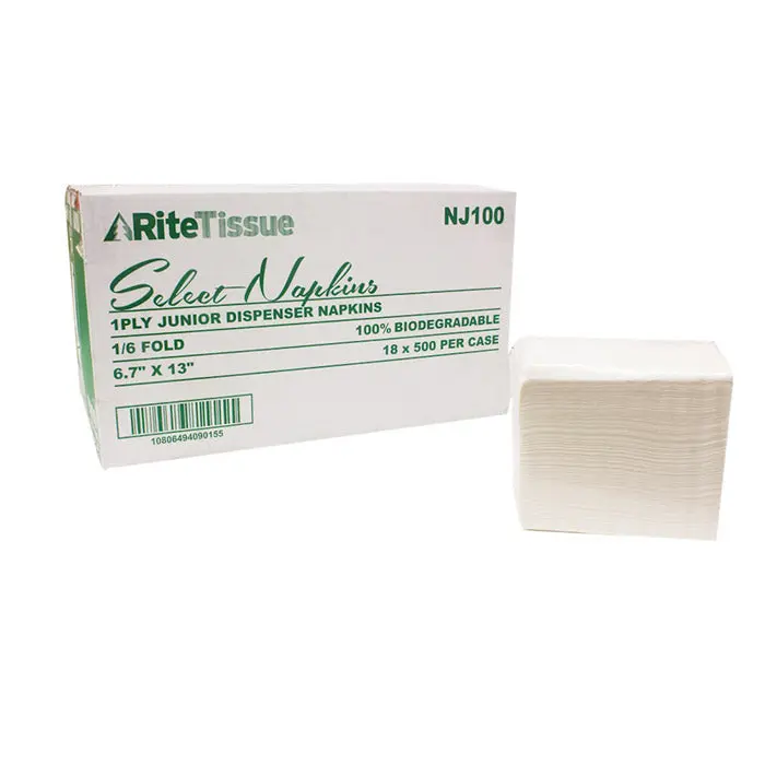 RiteTissue  NJ100 1Ply Junior Dispenser Napkin-18 x 500=9000CS