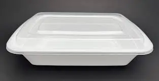 Ritepak 8" x 6" x 1.6" 28oz Rectangular White Container with Lid (1 x 150pc)