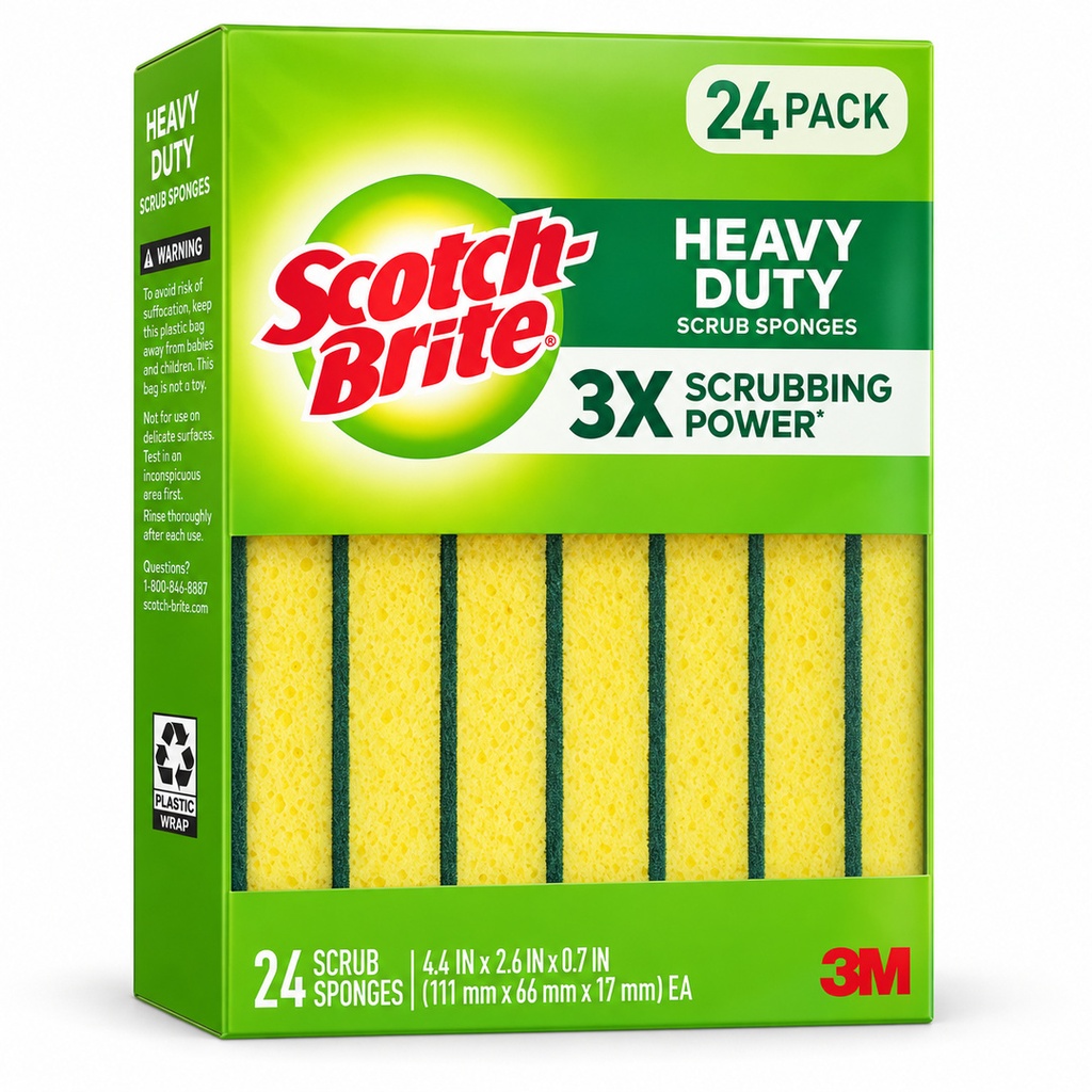 Scotch Brite - Heavy Duty Scrub Sponges (1 x 24pc)