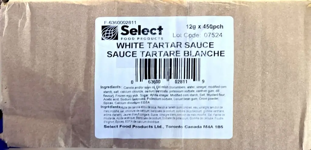 Select White Tartar Sauce (450 x 12g)