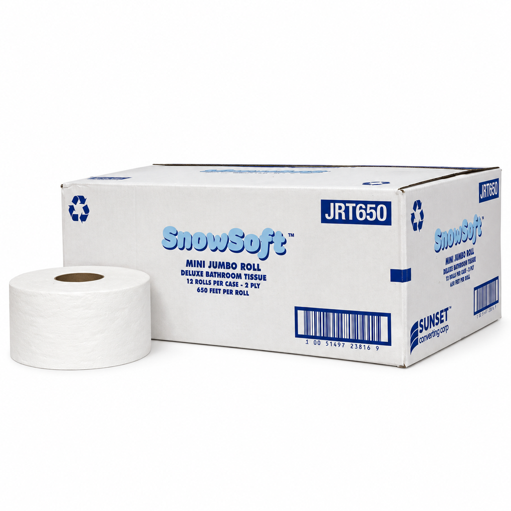 [PAPE024] Snowsoft - 2-Ply Bathroom Tissue - Mini Jumbo Roll - JRT650 -12 Rolls/Case