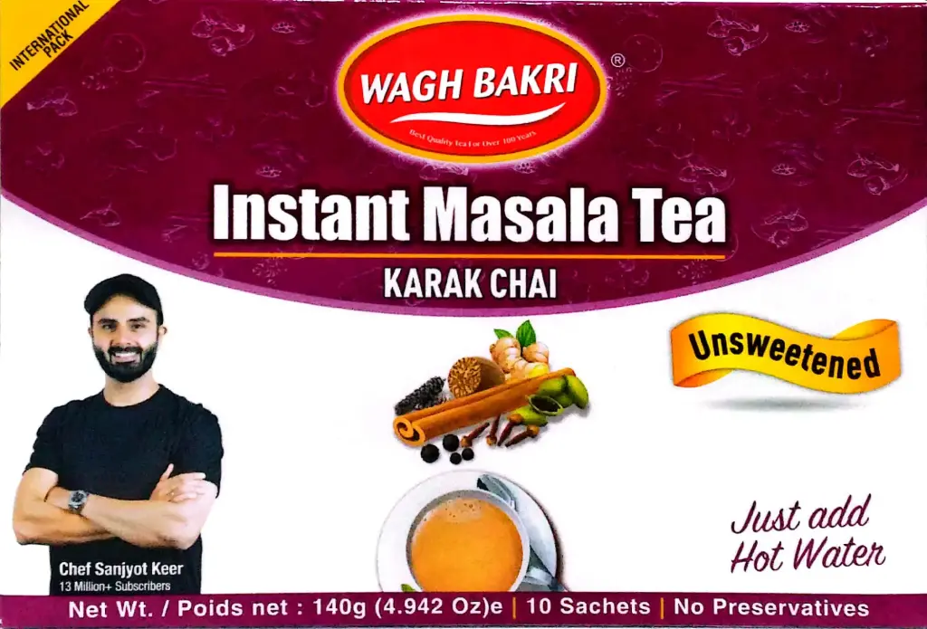 Wagh Bakri Instant Masala Tea Sachet - Unsweetened (10 x 14g)