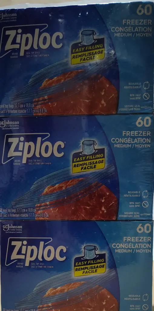 Ziploc Freezer Bag Medium - 17.7cm x 18.8cm (3 x 60pc)