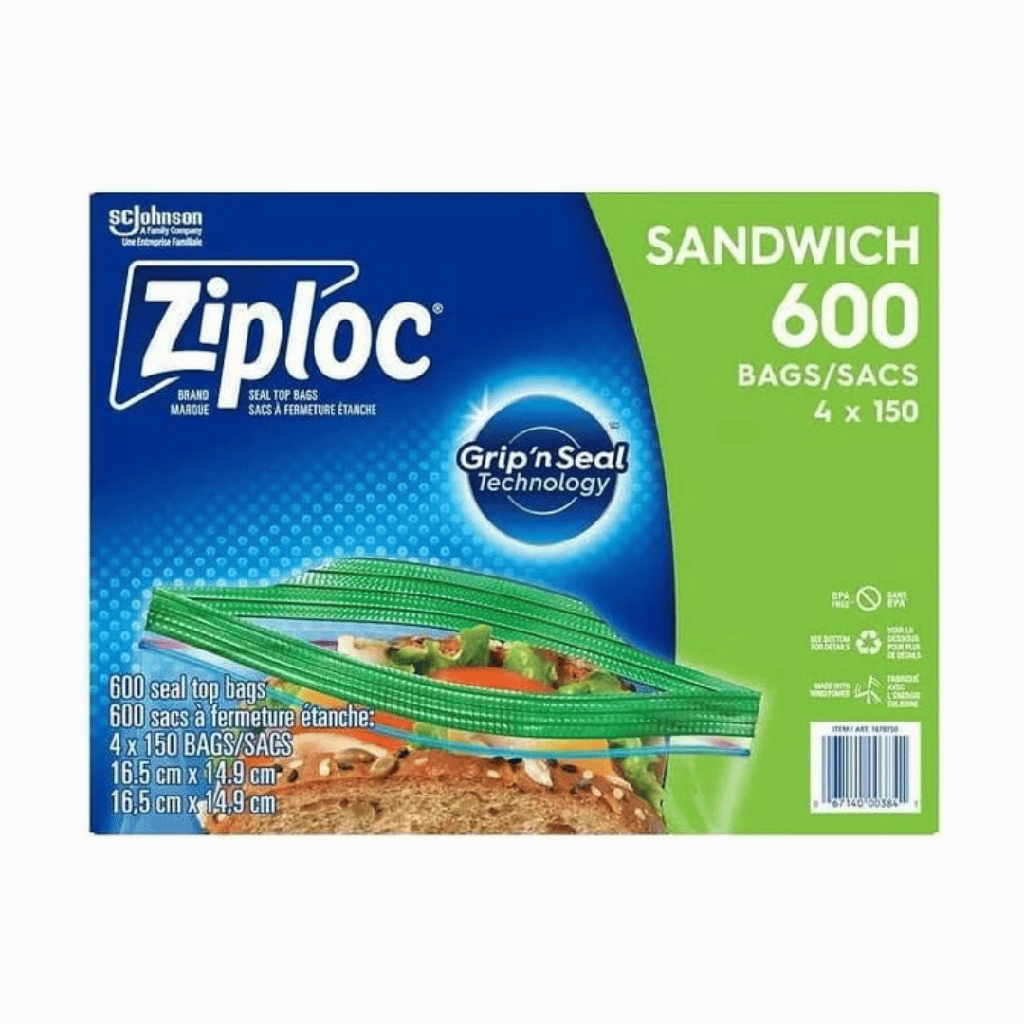Ziploc - Sandwich Bags - 16.5cmx14.9cm - 4x150pcs - Pack