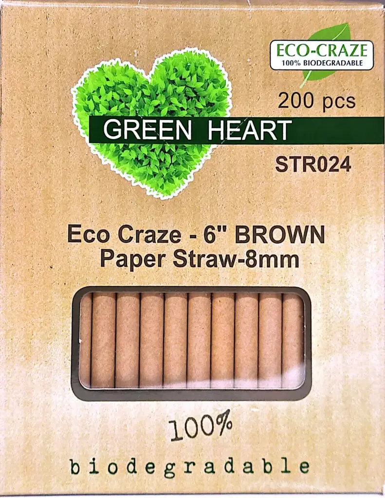 ECO CRAZE 6"BROWN PAPER STRAW-8MM-1 x 200 PC