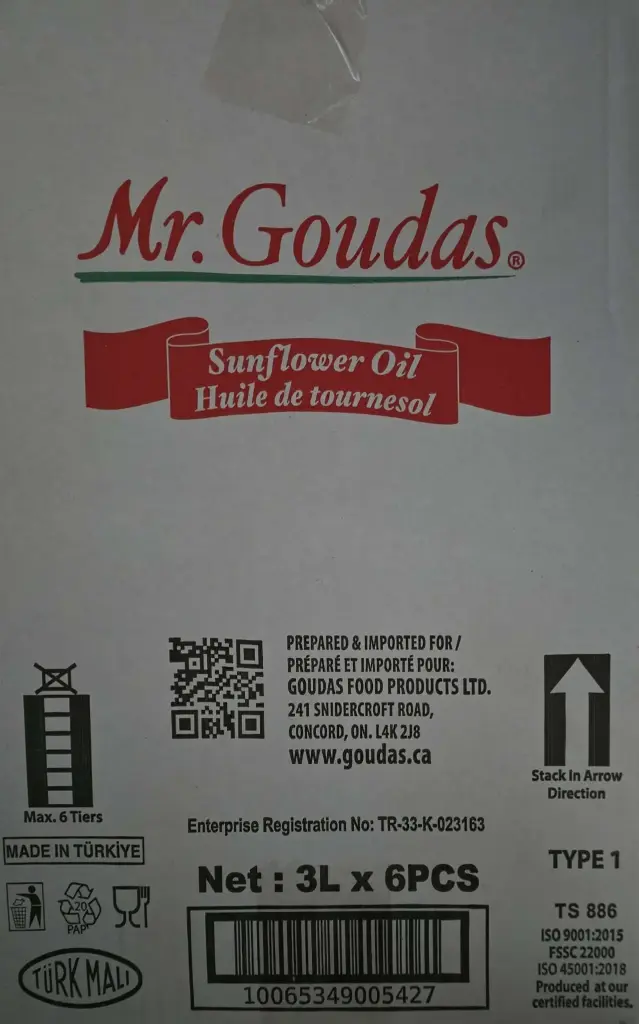 MR. GOUDAS SUNFLOWER OIL-3 x 6-3Lt