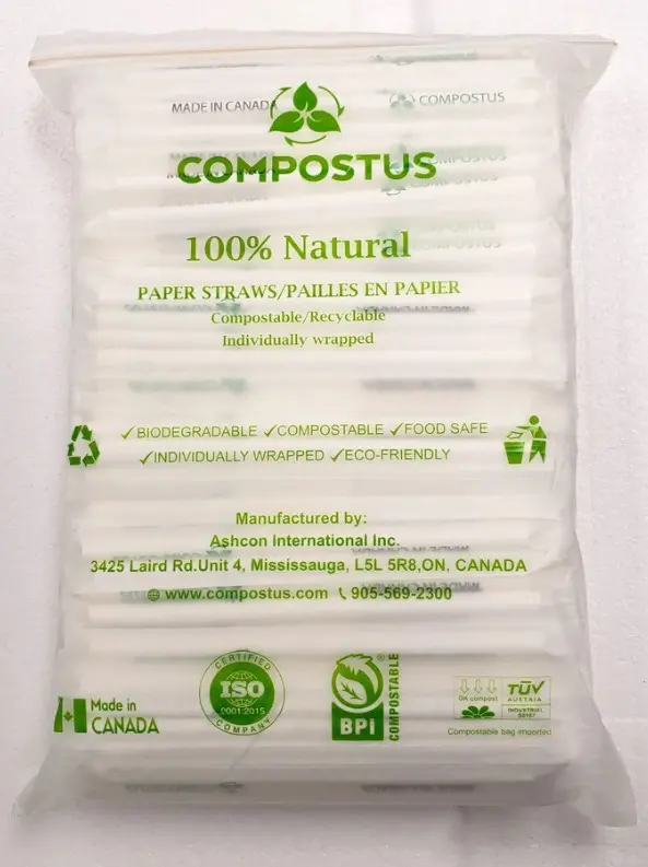 COMPOSTUS-PAPER STRAWS/PAILLES EN PAPIER(8 mm X 7.75) 250 PCS