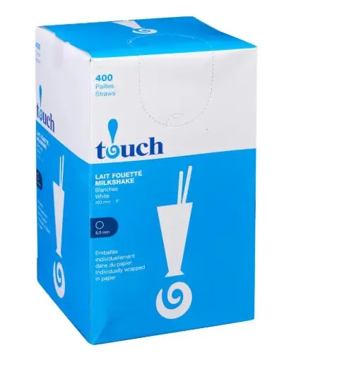 TOUCH PAILLIES STRAW 10"5.5 MM x 254 MM- WHITE-1 X 500 PC