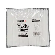 VALUE + WHITE PLASTIC STRAW 6" 150 mm-1 x 200 PC