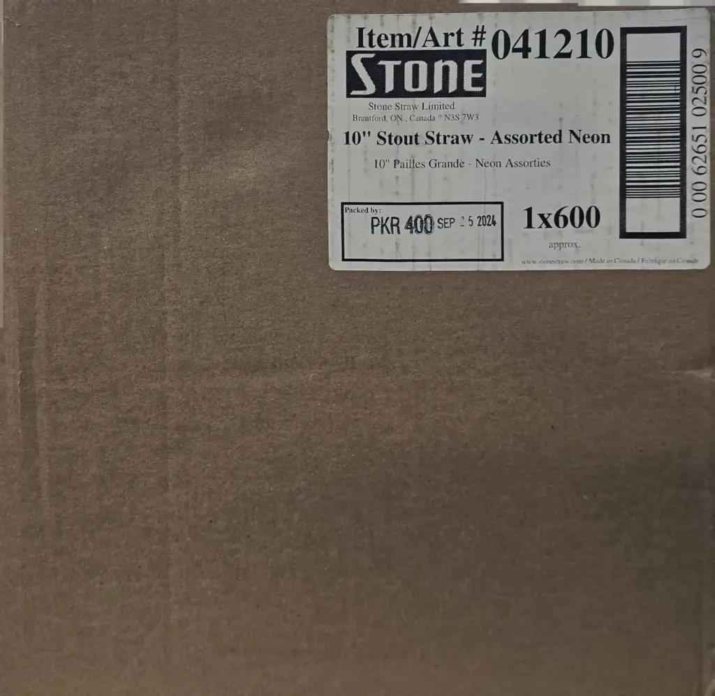 STONE -  10" Bubble Tea Straw - 600 - Case