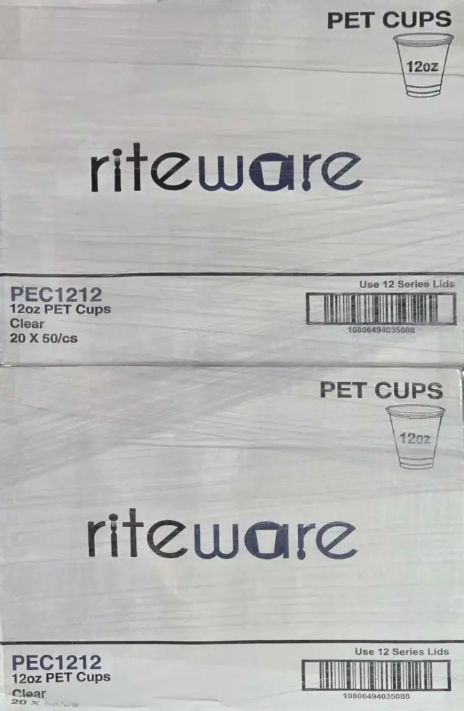 RITEWARE PET CUPS 12 oz- 20 x 50 CS
