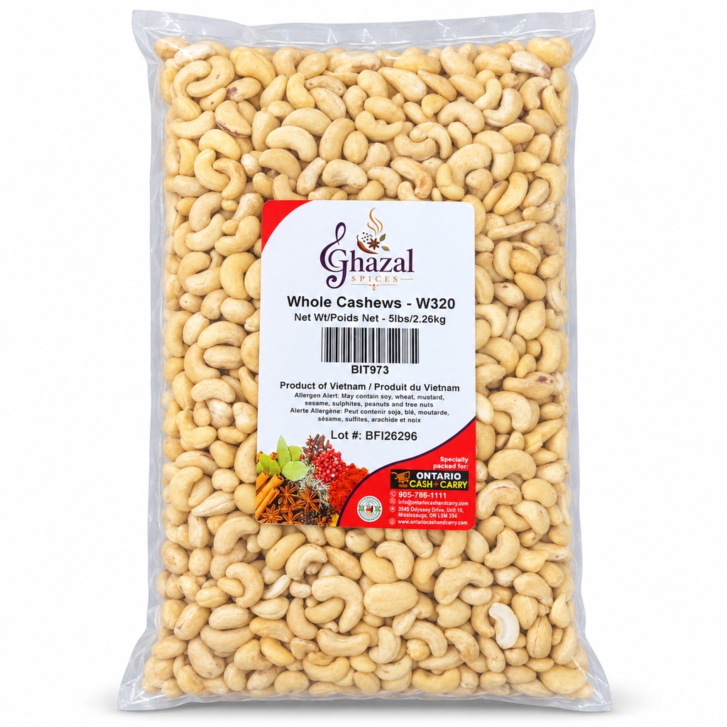 Ghazal - Cashew Whole - W320 - 5lb - Each