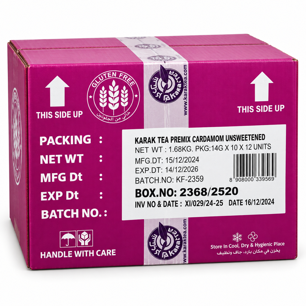 Karak Tea - Cardamom - Unsweetened - Premix - 12x10x14g - Case