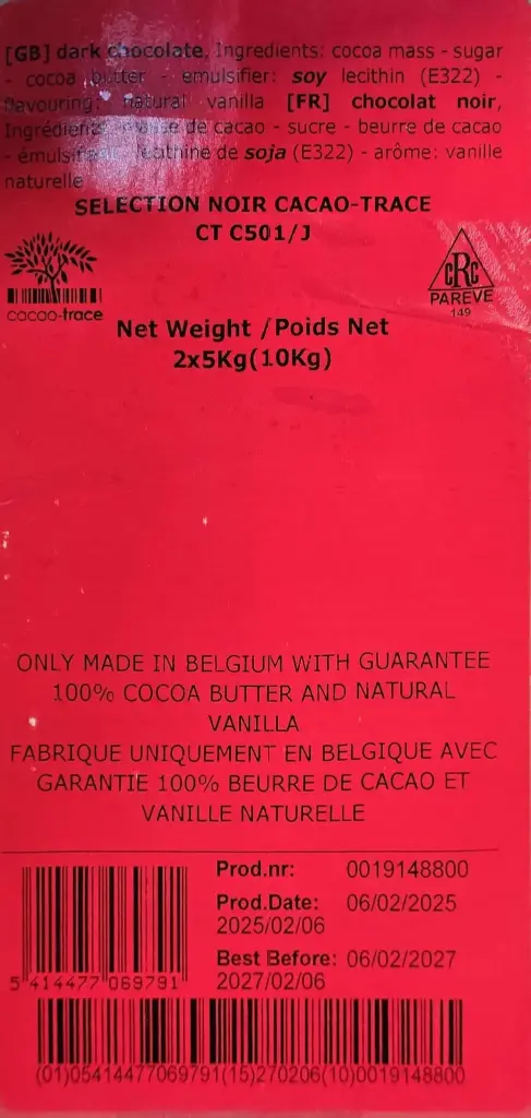 Belcolade Belgian  Chocolate Noir-1x2-5Kg