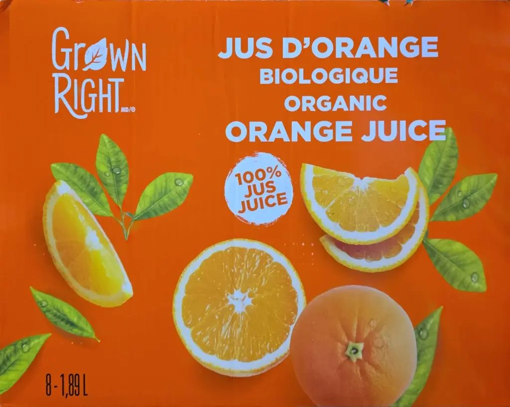 Grown Right Orange Juice-2x4- 8x1.89L