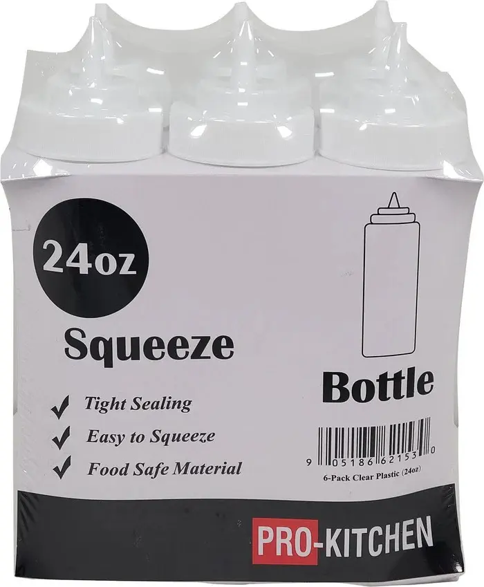 PRO KITCHEN 24OZ SQUEEZE BOTTLES-1 x 6