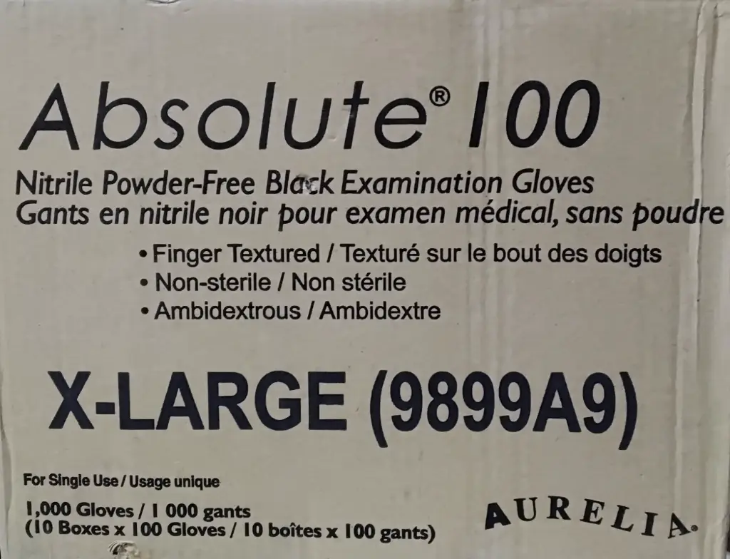 Absolute Nitrile Powder Free Black Gloves XL - 100x10