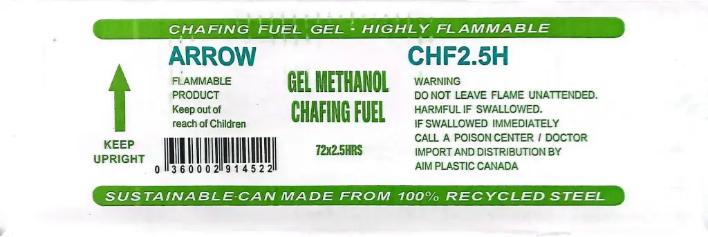 Arrow - Chafing Fuel - Methanol Gel - 72 x 2.5 oz