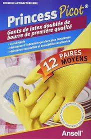 Princess Picot-Dishwashing Flocklined Latex Gloves Large-1x12