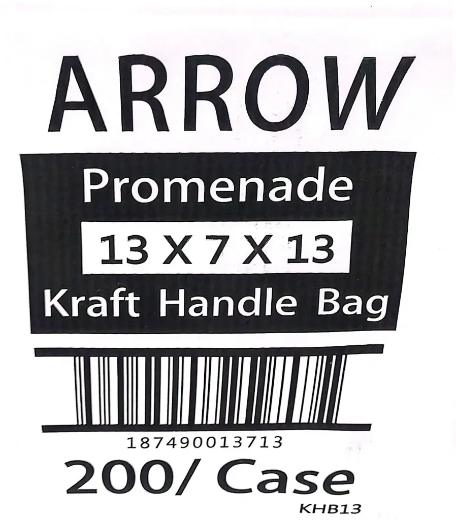 Arrow Promenade Kraft Handle Bag-13x7x13-1x200 Case