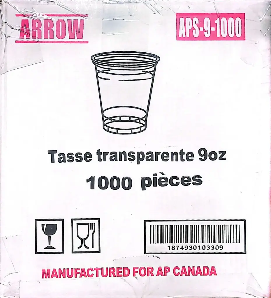 Arrow APS-9-1000-Transparent Clear Cup-1x1000PC
