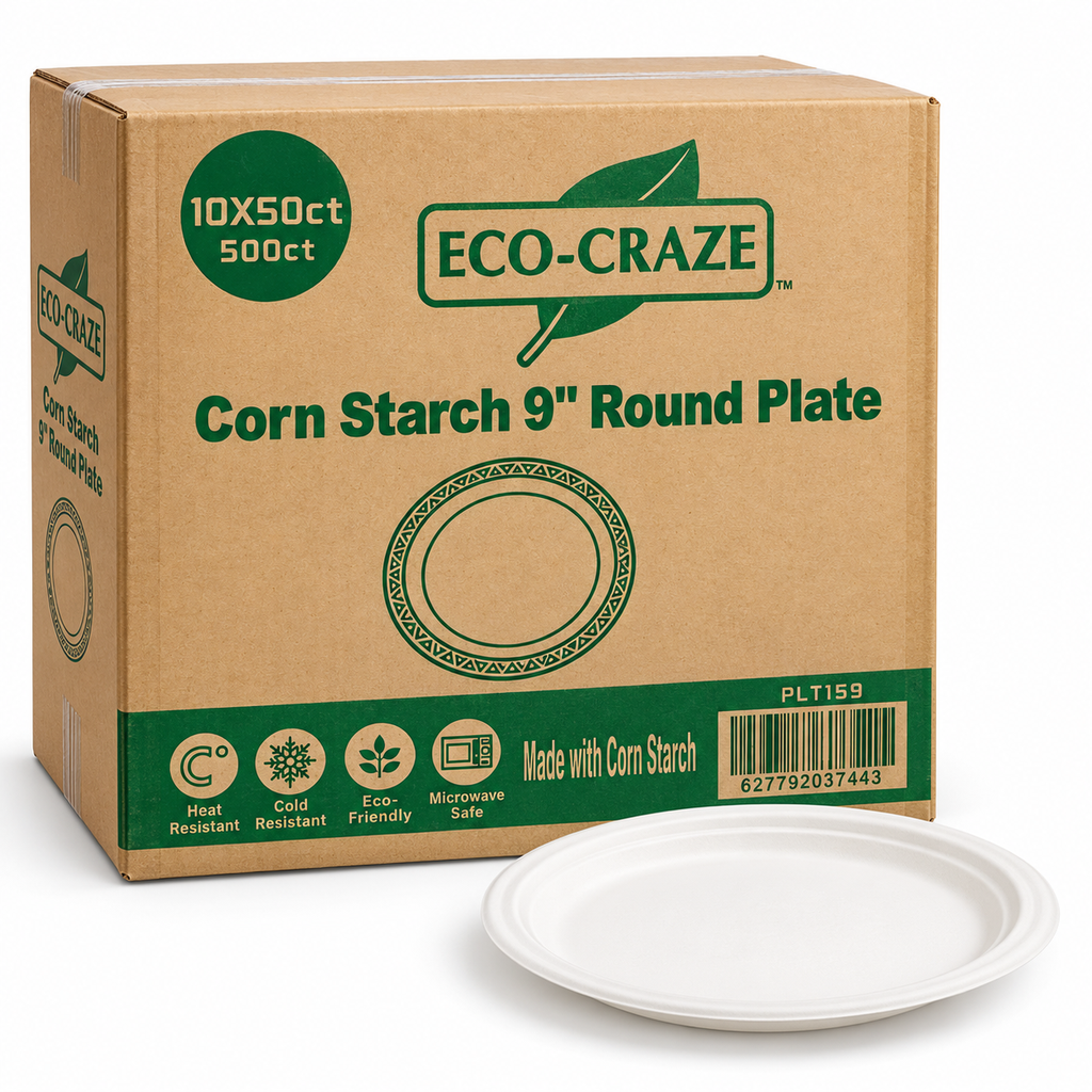 Eco-Craze -  9" Round Plate - Corn Strach - 10x50 - 500pcs - Case