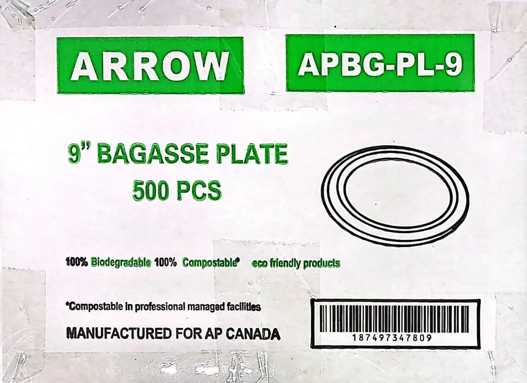 PLT09 - Arrow APBG-PL-9-9" Bagasse Plate-1x500 PC