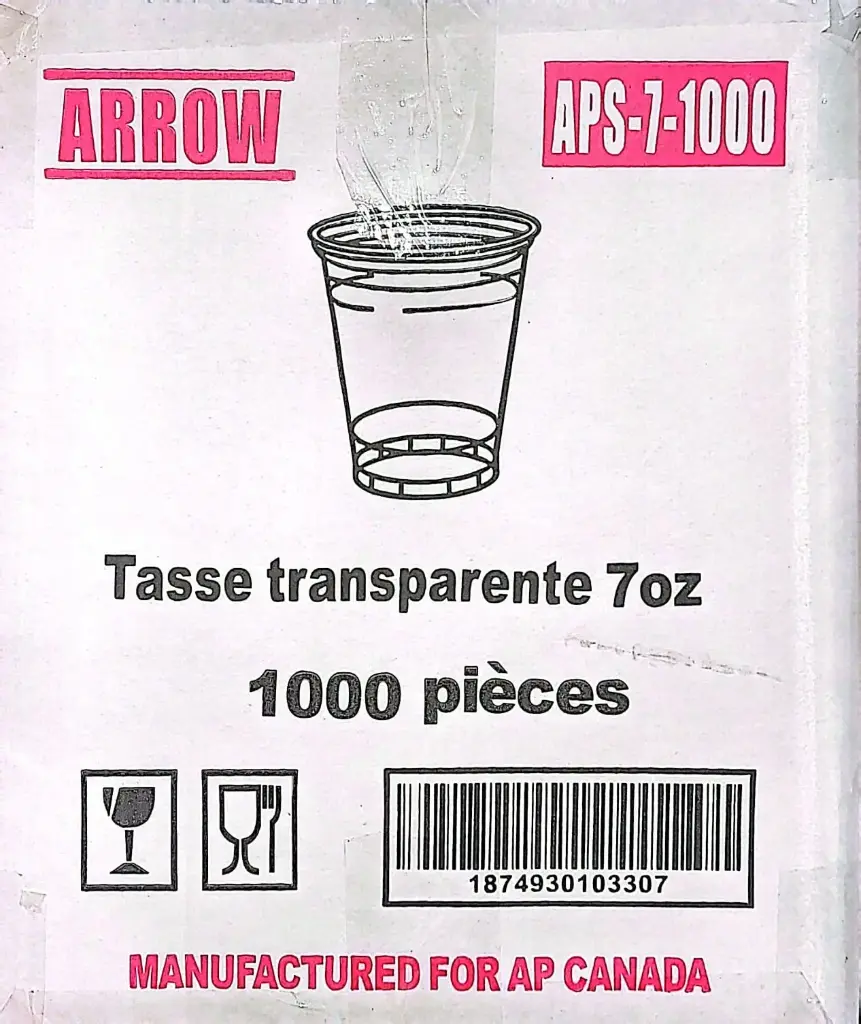Arrow 7oz Transparent Clear Cups-1x1000 PC