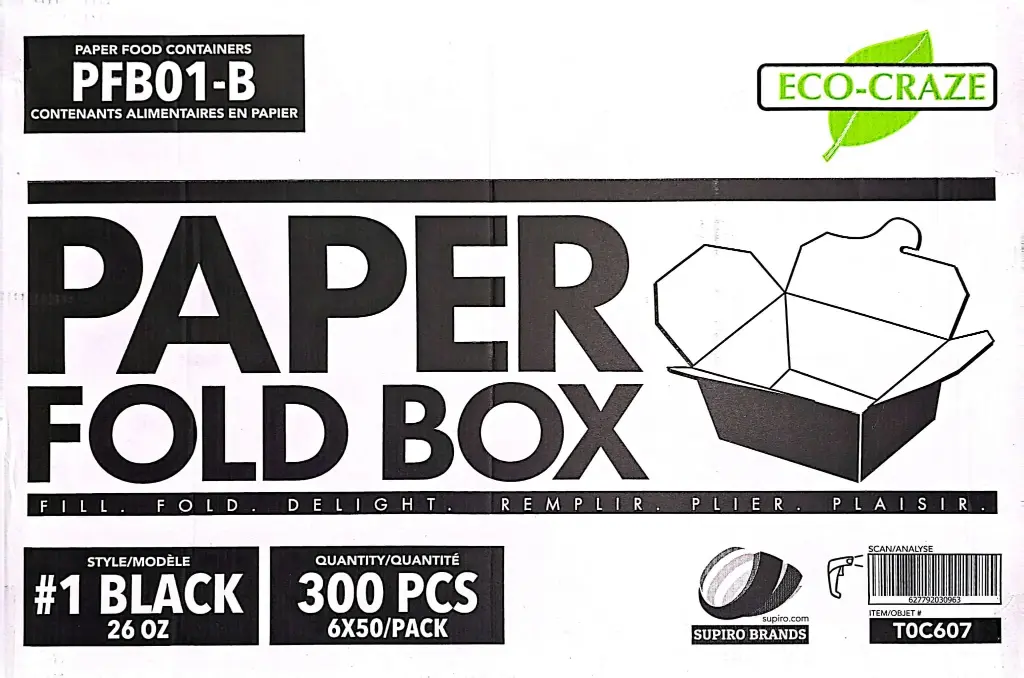 [BOXB001] Eco Craze - #1 Black - 26oz Paper Box - 300 Ct - Case