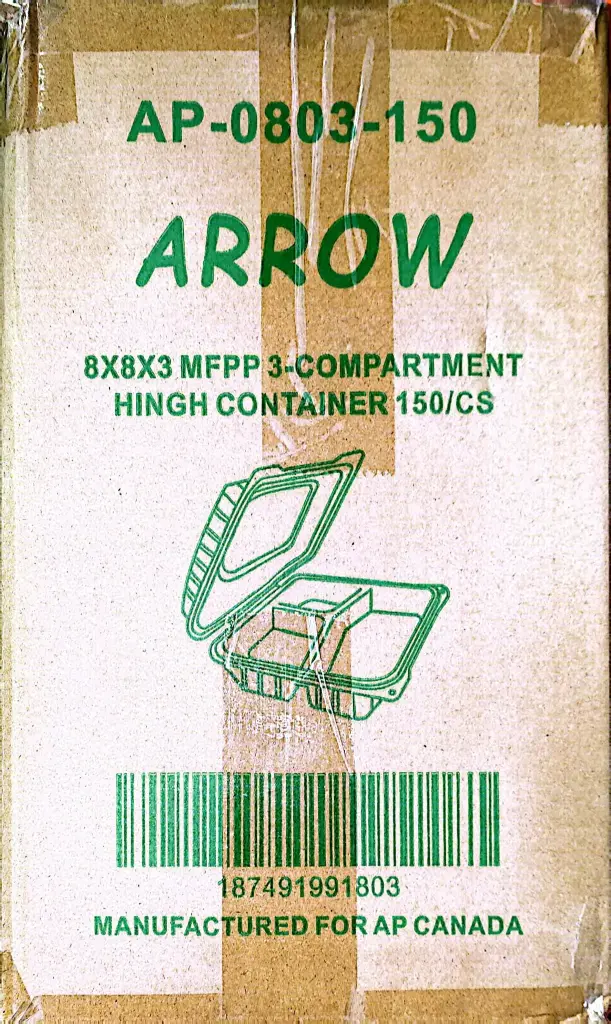 Arrow 3 Compartment Container 8"8"3-1x150 PC