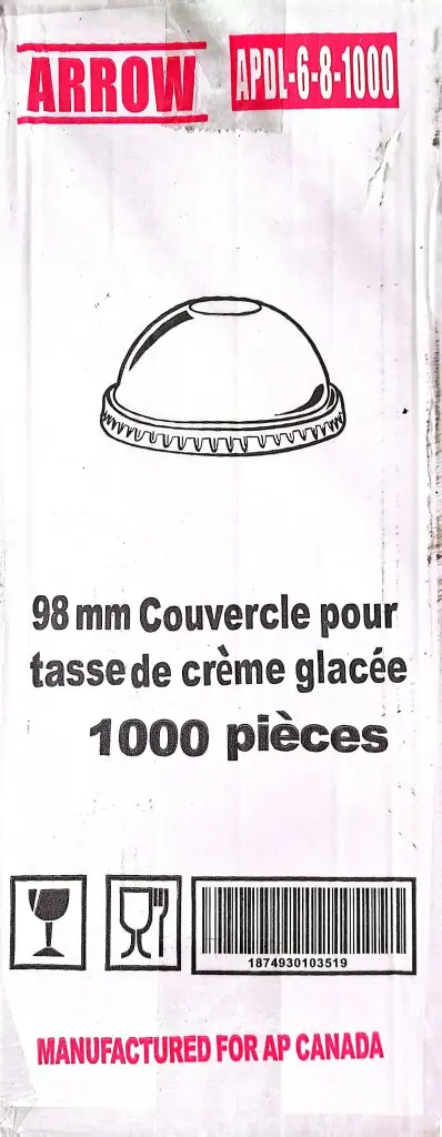 Arrow 98 mm Lid Ice Cream Cup-1x1000 PC