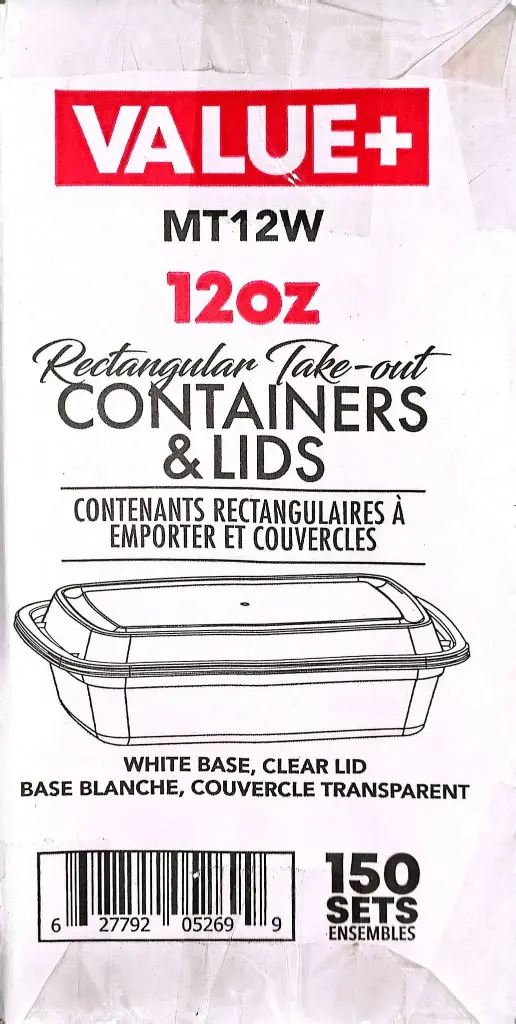 Value+12oz Rectangular Containers and Lids-1x150 PC