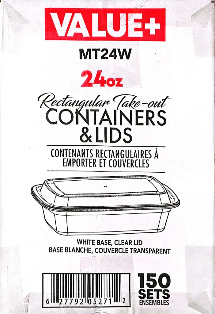 Value+ 24oz Rectangular Container and Lids-1x150 PC